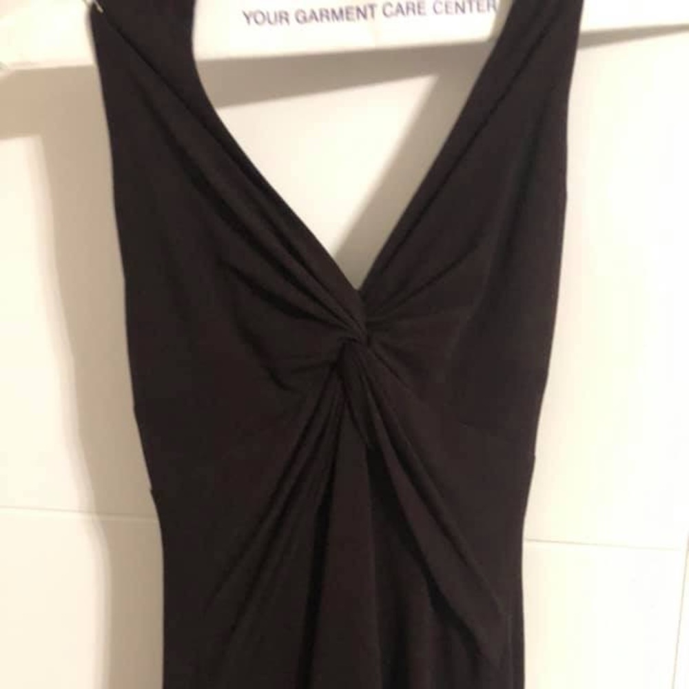 Brown wrap neck dress